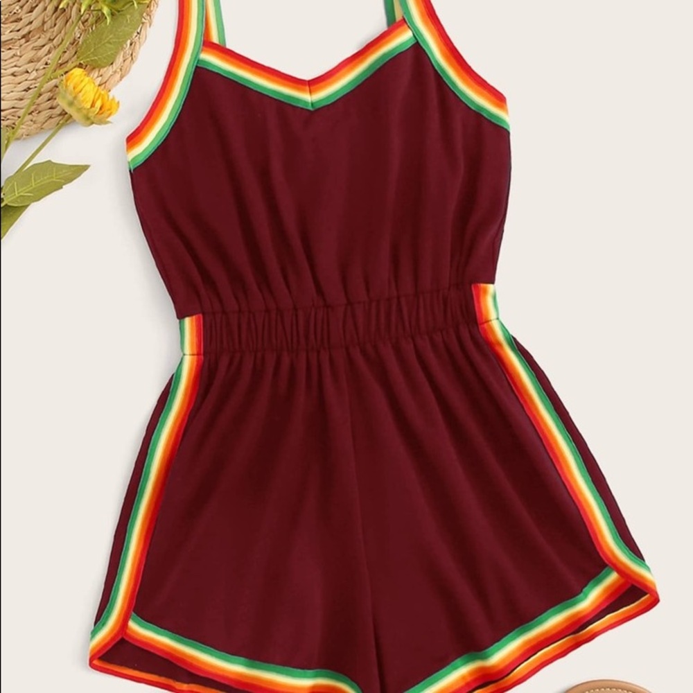 SHEIN rainbow stripped romper